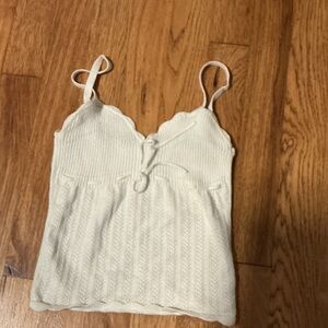 Aritzia Wilfred Cream Scallop-Trim Knit Camisole